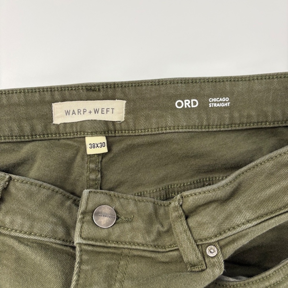 Warp + Weft ORD Chicago Straight Leg Pants Mens 38x30 Moss Green 288130 - Picture 2 of 9